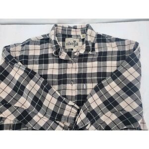 Levi SilverTab Flannel Button Up Shirt Women's Sz Large Winter White Black Gray